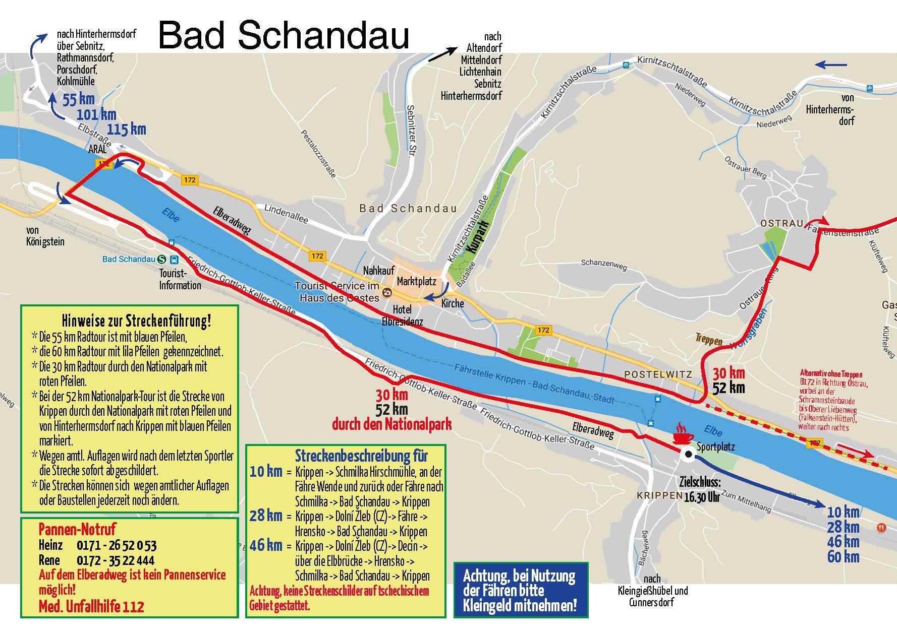 Streckenverläufe in Bad Schandau